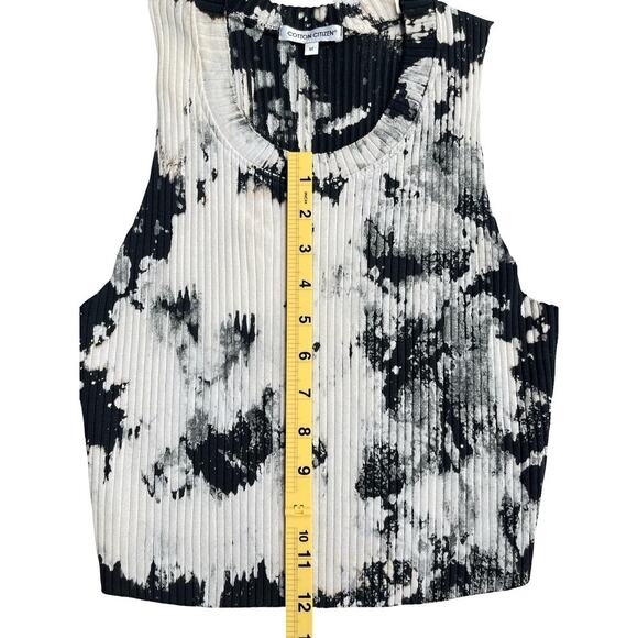 Cotton Citizen Ibiza Crop Tank Top Black White Tie Dye Ribbed Stretch - Medium - Picture 9 of 15